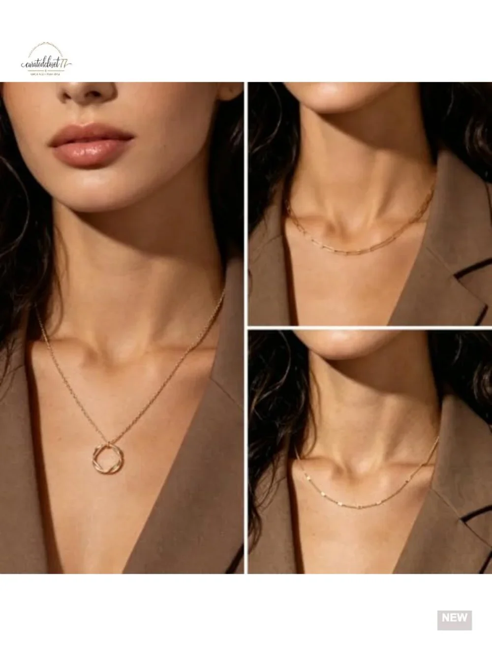 3-Piece Gold Plated Layering Necklace Set | Multi Strand Stackable Pendant